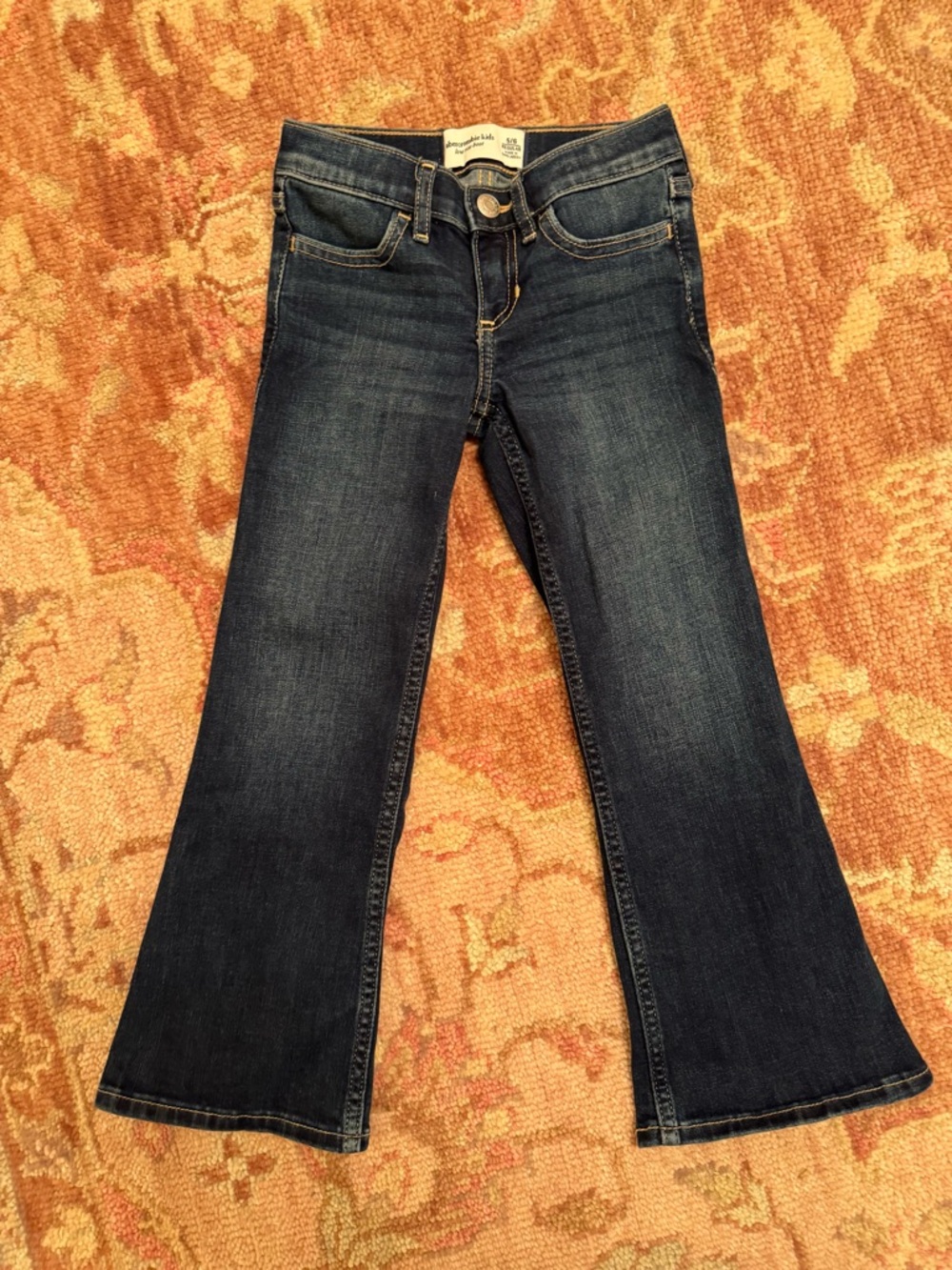 abercrombie kids Dark Blue Bootcut Jeans with rose embroidered detail